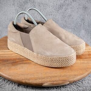 Vince Wilden Platform Flats Shoes Espadrille Womens 8.5 Gray Suede Slip On